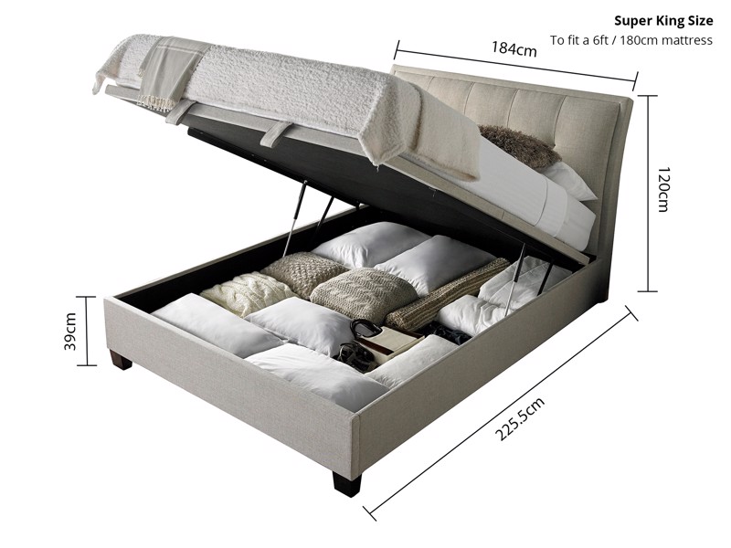 Land Of Beds Kennedy Oatmeal Fabric Ottoman Bed7