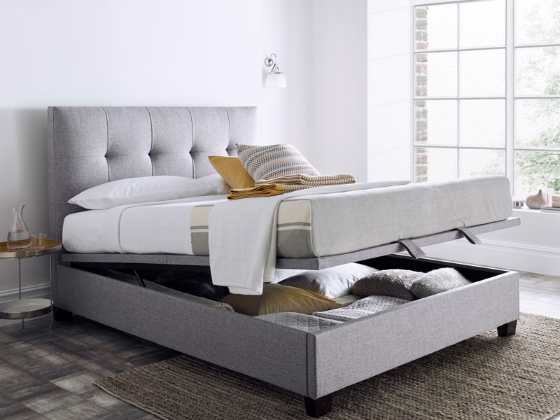 Land Of Beds Jefferson Marbella Grey Fabric King Size Ottoman Bed3