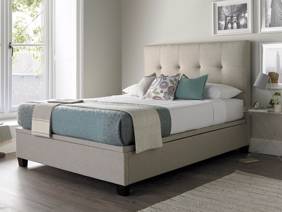 Land Of Beds Jefferson Oatmeal Fabric Ottoman Bed1