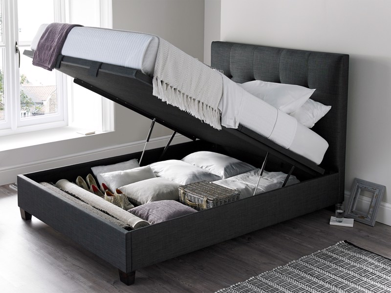 Land Of Beds Jefferson Slate Fabric Ottoman Bed2
