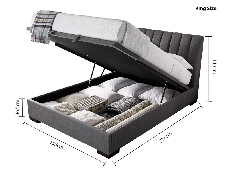 Land Of Beds Truman Grey Fabric Ottoman Bed6
