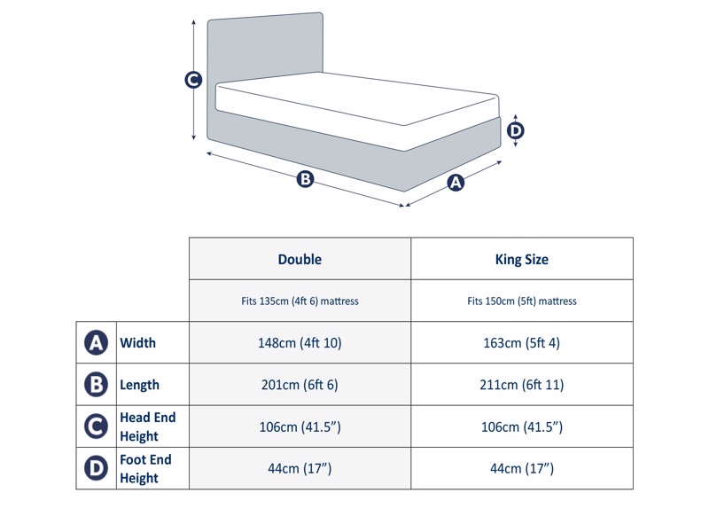 Land Of Beds Pentre Fixed Drawer White Wooden Double Bed Frame4