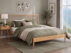 Land Of Beds Penrith Oak Wooden Bed Frame1
