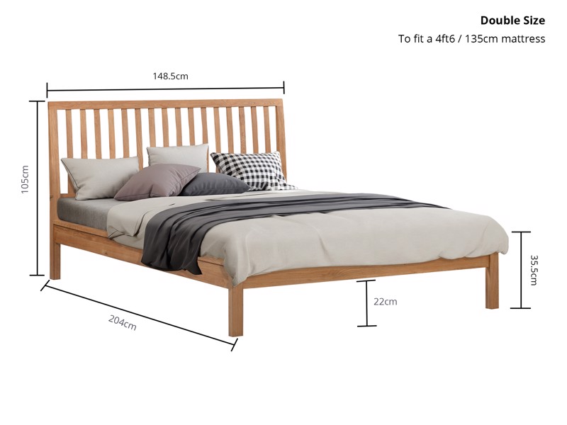 Land Of Beds Gosford Oak Wooden Bed Frame5