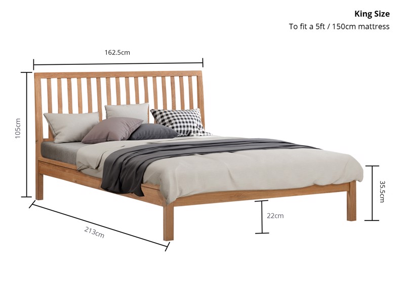 Land Of Beds Gosford Oak Wooden Bed Frame6