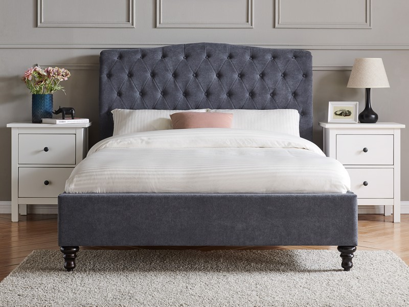 Land Of Beds Bridgerton Dark Grey Fabric Bed Frame2