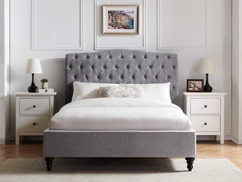 Land Of Beds Bridgerton Light Grey Fabric Bed Frame3