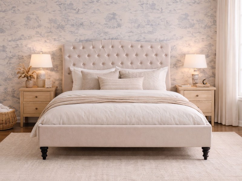 Land Of Beds Bridgerton Natural Fabric Bed Frame2