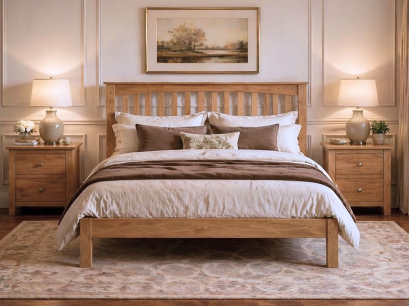 Land Of Beds Cobar Oak Wooden Bed Frame2