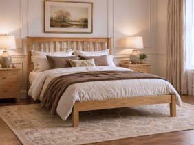 Land Of Beds Cobar Oak Wooden Bed Frame1
