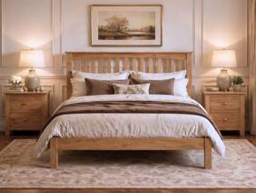 Land Of Beds Cobar Oak Wooden Bed Frame2