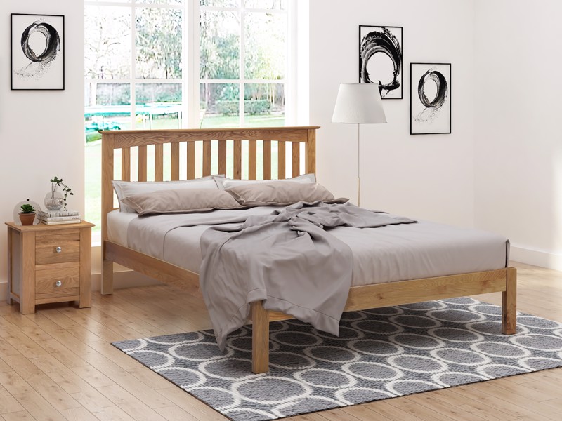 Land Of Beds Cobar Oak Wooden Double Bed Frame1