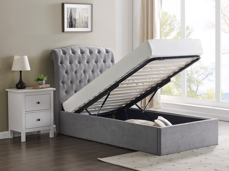 Land Of Beds Bridgerton Light Grey Fabric Ottoman Bed2