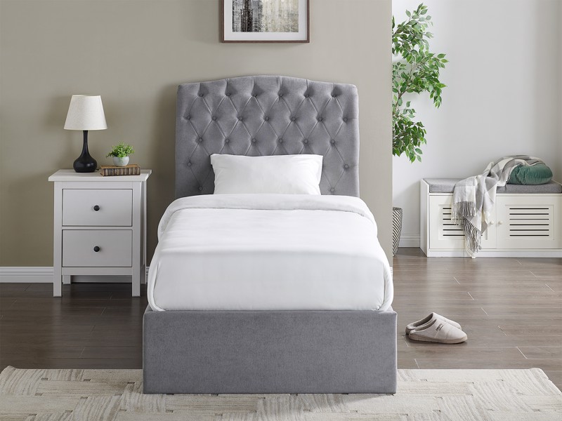 Land Of Beds Bridgerton Light Grey Fabric Ottoman Bed3