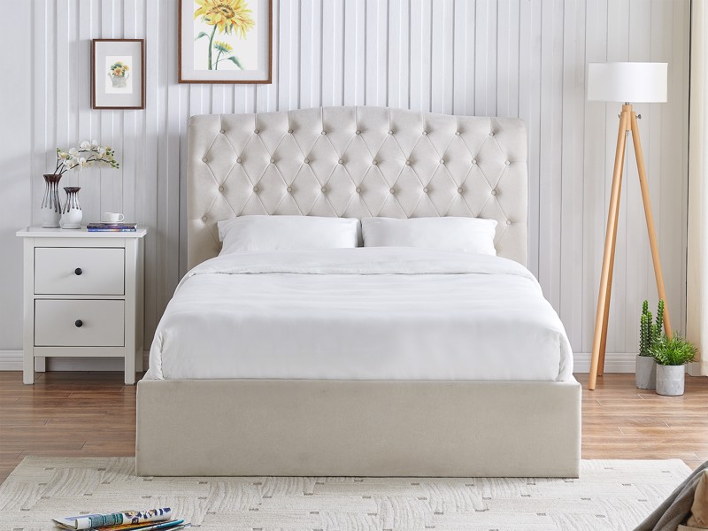 Land Of Beds Bridgerton Natural Fabric Ottoman Bed3