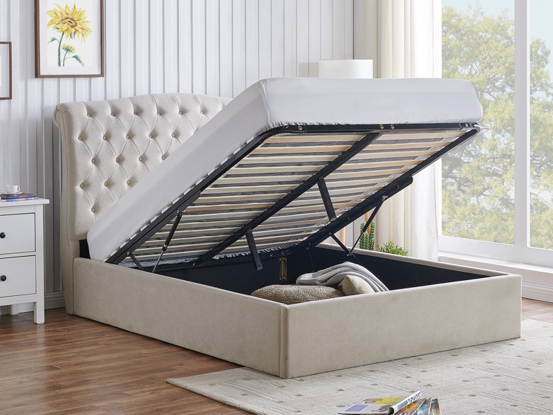 Land Of Beds Bridgerton Natural Fabric Ottoman Bed3