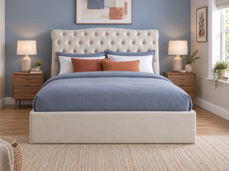 Land Of Beds Bridgerton Natural Fabric Ottoman Bed3