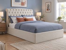 Land Of Beds Bridgerton Natural Fabric Ottoman Bed1