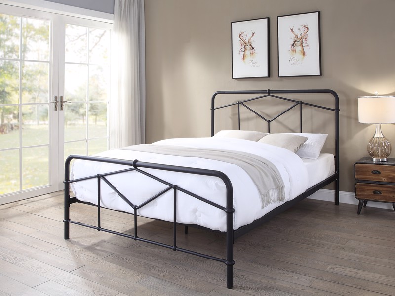 Land Of Beds Stanley Black Metal Double Bed Frame1