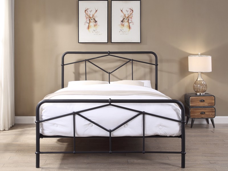 Land Of Beds Stanley Black Metal Double Bed Frame3