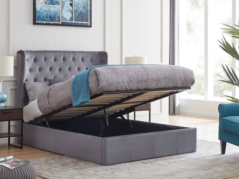 Land Of Beds Sunbury Grey Fabric Ottoman Bed2