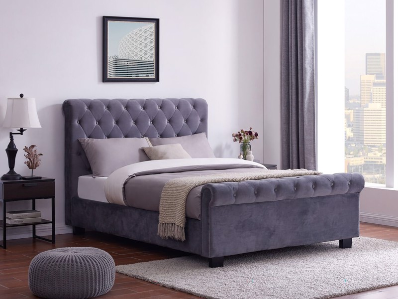 Land Of Beds Roseberry Grey Fabric Ottoman Bed1