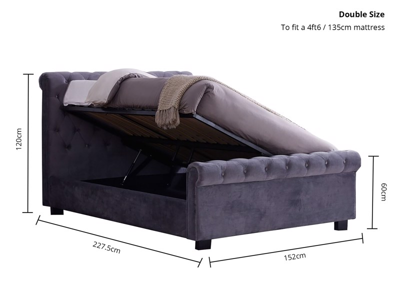 Land Of Beds Roseberry Grey Fabric King Size Ottoman Bed5