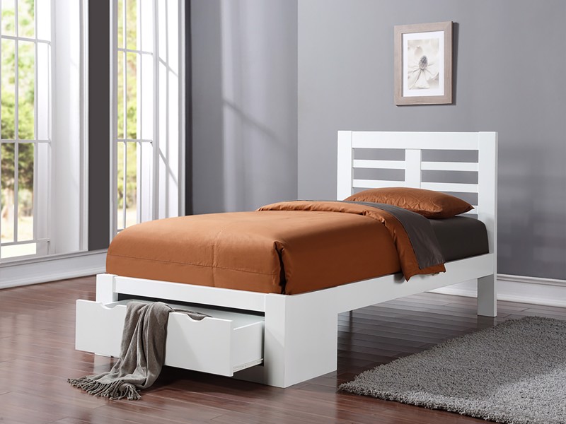 Land Of Beds Sydney White Wooden Single Bed Frame2