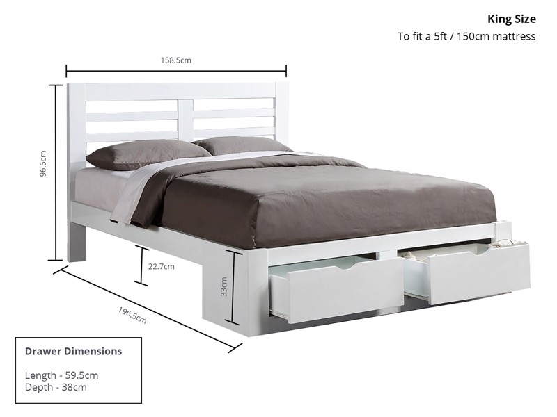 Land Of Beds Sydney White Wooden Double Bed Frame6