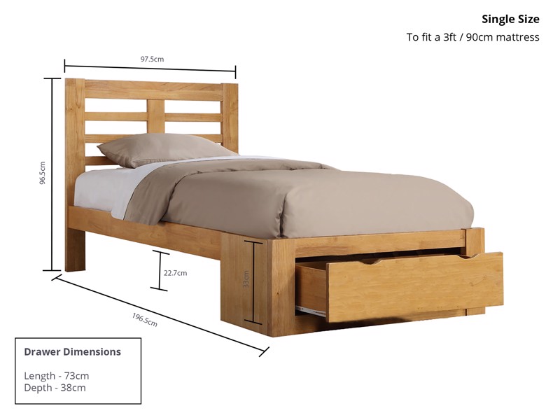 Land Of Beds Sydney Oak Finish Wooden Bed Frame5