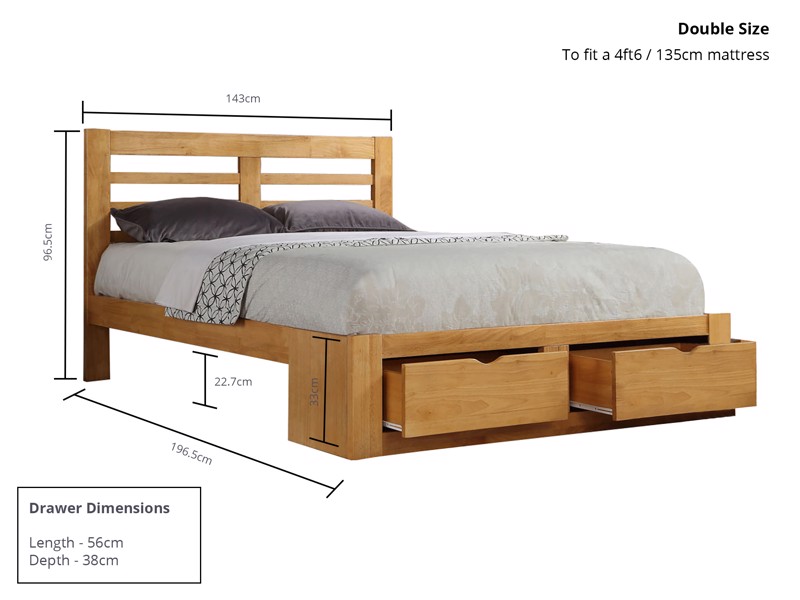 Land Of Beds Sydney Oak Finish Wooden Bed Frame6