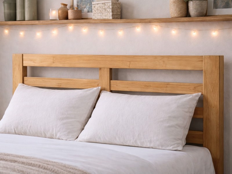 Land Of Beds Sydney Oak Finish Wooden Bed Frame3