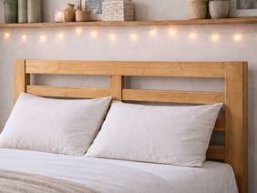 Land Of Beds Sydney Oak Finish Wooden Bed Frame3