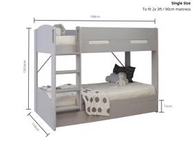 Land Of Beds Devonport Grey Wooden Bunk Bed3