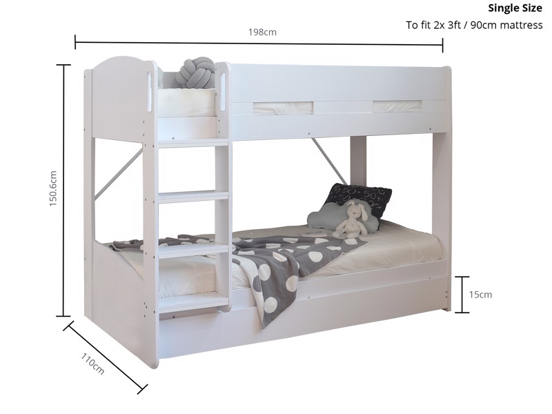 Land Of Beds Devonport White Wooden Bunk Bed4