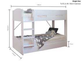 Land Of Beds Devonport White Wooden Bunk Bed3