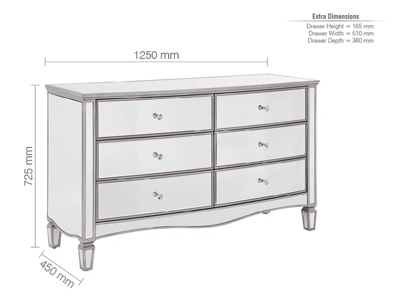 Land Of Beds Venus 6 Drawer Wide Chest of Drawers5
