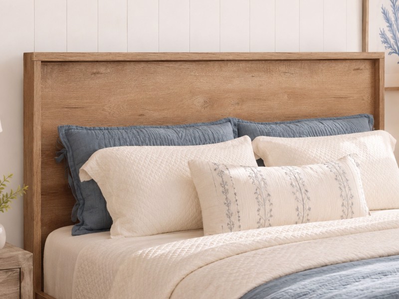 Land Of Beds Mars Oak Finish Wooden Bed Frame3