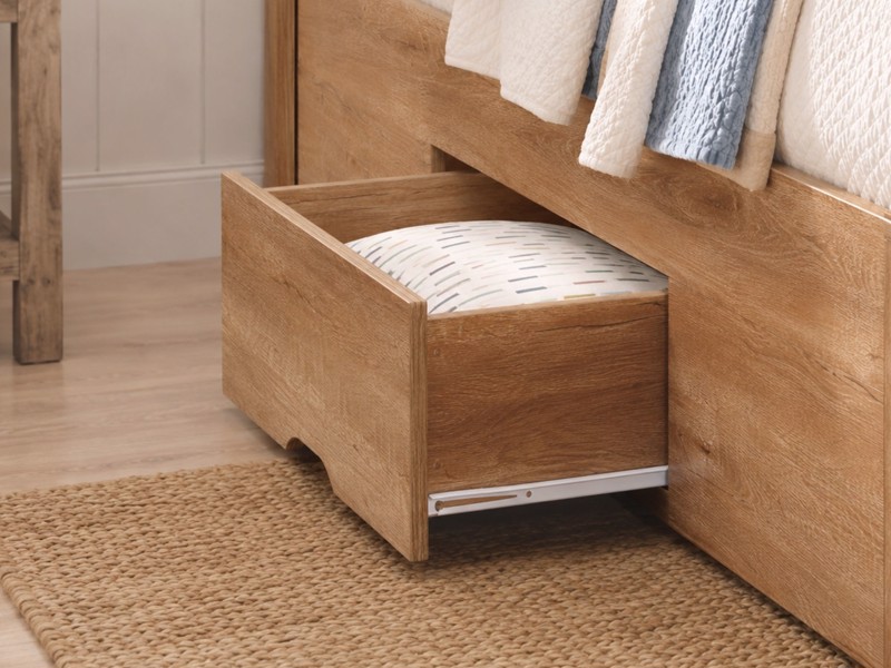 Land Of Beds Mars Oak Finish Wooden Bed Frame4