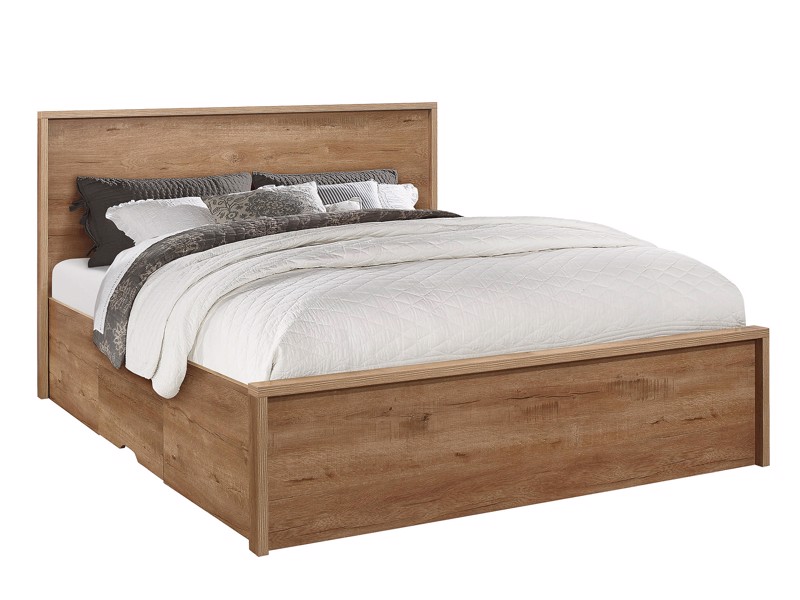 Land Of Beds Mars Oak Finish Wooden Double Bed Frame5