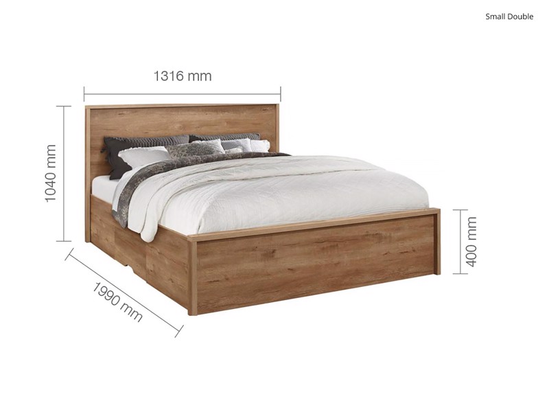 Land Of Beds Mars Oak Finish Wooden Small Double Bed Frame6