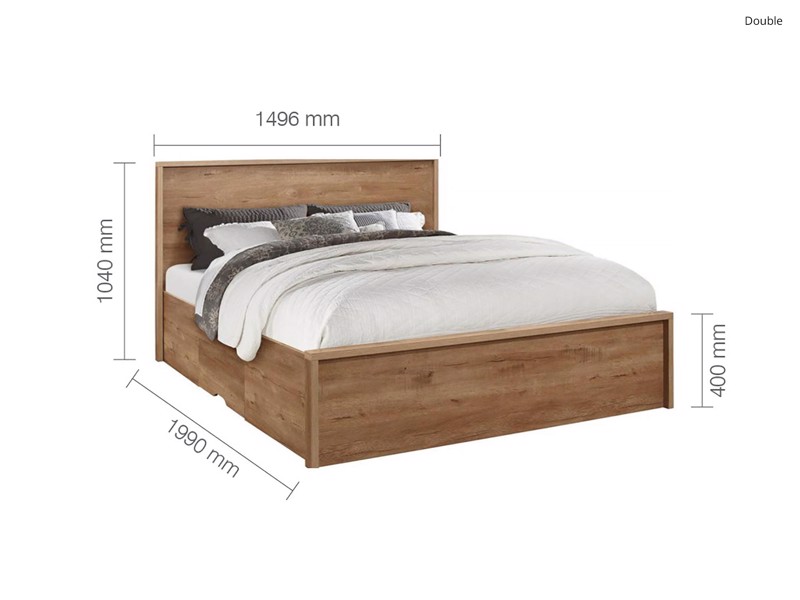 Land Of Beds Mars Oak Finish Wooden Double Bed Frame7