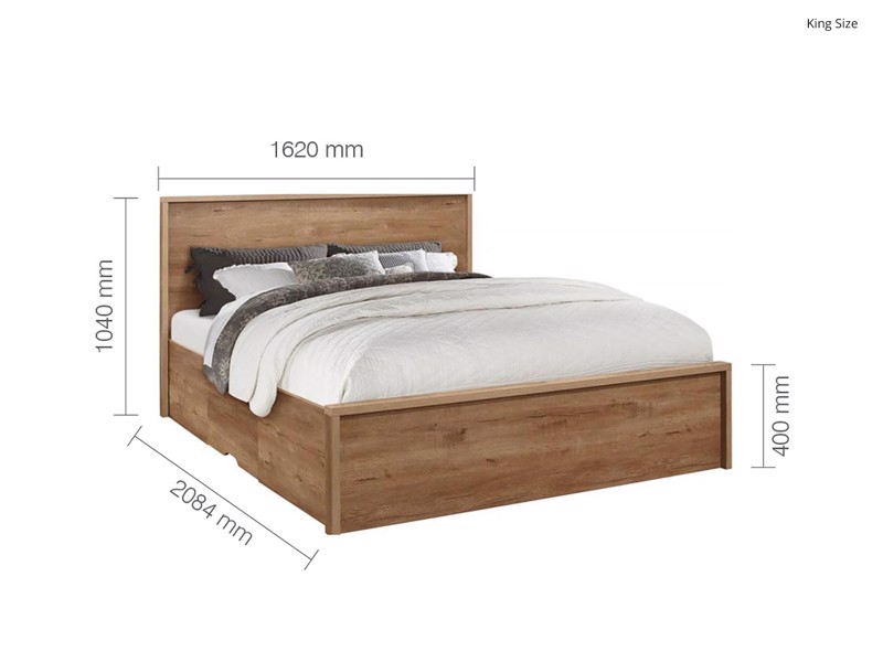 Land Of Beds Mars Oak Finish Wooden Double Bed Frame8