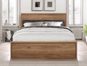 Land Of Beds Mars Oak Finish Wooden Bed Frame4
