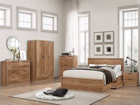 Land Of Beds Mars Oak Finish Wooden Bed Frame5