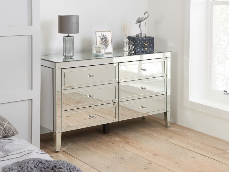 Land Of Beds Vesta Mirrored 6 Drawer Chest of Drawers2