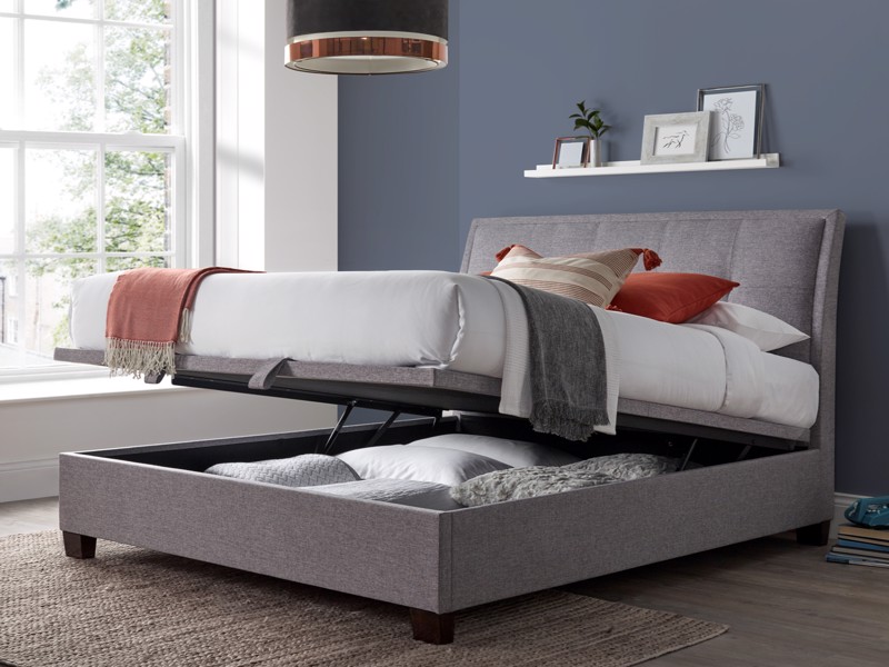 Land Of Beds Kennedy Marbella Grey Fabric Ottoman Bed2