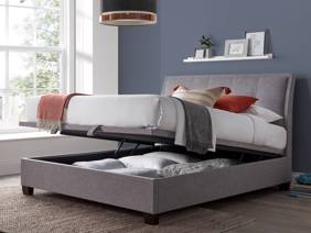 Land Of Beds Kennedy Marbella Grey Fabric Ottoman Bed2