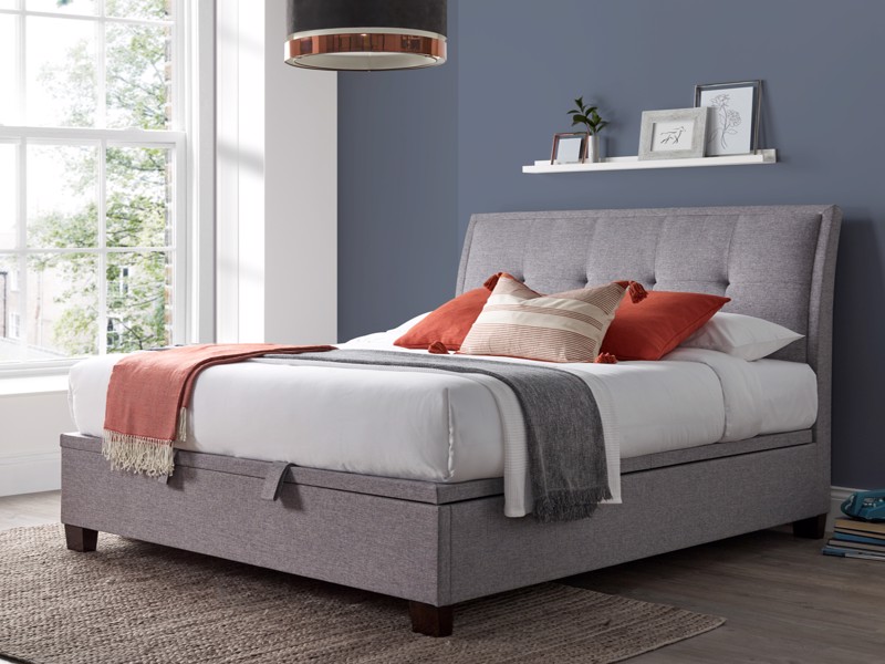 Land Of Beds Kennedy Marbella Grey Fabric Super King Size Ottoman Bed1