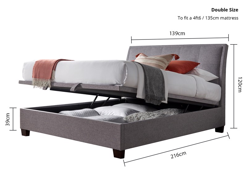 Land Of Beds Kennedy Marbella Grey Fabric Ottoman Bed5